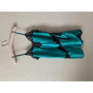 Victoria's Secret Gold Label Vintage Green Negligee Dress SM Lingerie Grn Lace